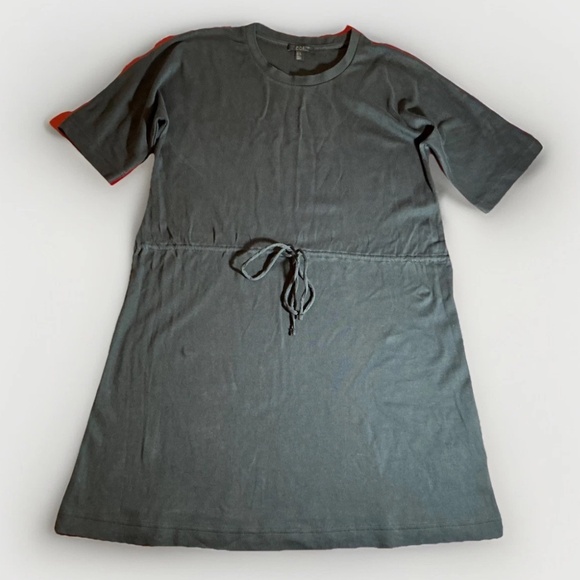COS Women’s XS Cinch Waist Cotton Mini Dress Gray Short Sleeve Minimalist - Picture 1 of 9